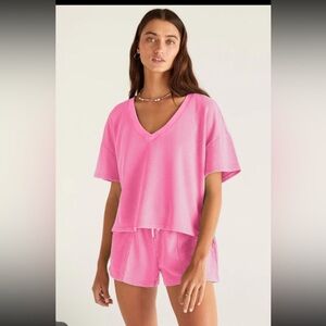 1108. Loungewear shorts & short sleeve set in pink